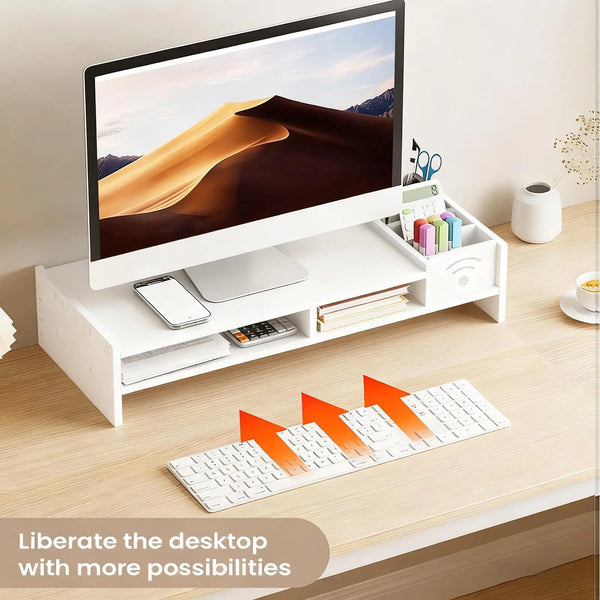 

Monitor Stand Riser 2-Tier Desk Shelf 4.3 Inch Height Computer Riser with Storage Organizer for Home Laptop PC TV Work Table

