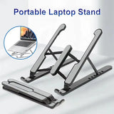 

Adjustable Aluminum Laptops Stand 1 - 6 Level Height Foldable &amp; Portable Design For 8-16 inch Laptop Enhanced Ventilation &amp; Heat

