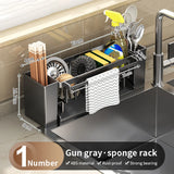 

Kitchen Sink Organiser,Kitchen Sponge Holder With Brush Holder,Rag Drain Rack, Bathroom Organizer, Sink Faucet Rack

