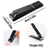 

4-piece black stainless steel nail clipper with nano glass file polishing nail file manicure tool set

