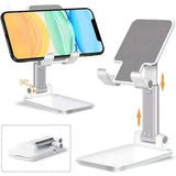 

Adjustable Phone Stand for Desk – Foldable Tablet Holder, Sturdy Portable Cradle for Most Phones &amp; iPads

