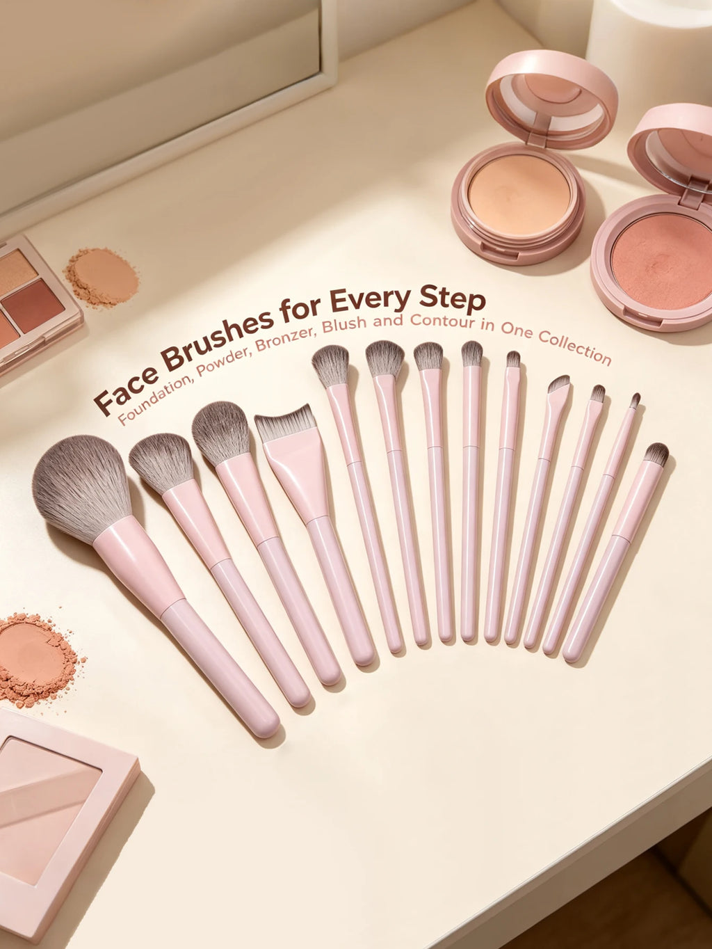 Makeup Brush Set - Soft Synthetic Hair Brushes for Beauty Tools - Foundation Brush, Blush Brush, Eye Shadow Brush, Powder Puff