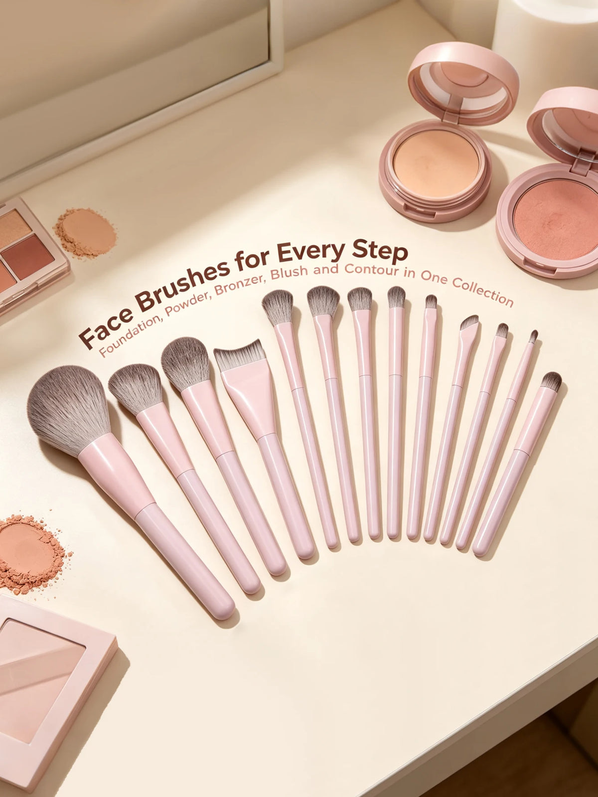 Makeup Brush Set - Soft Synthetic Hair Brushes for Beauty Tools - Foundation Brush, Blush Brush, Eye Shadow Brush, Powder Puff