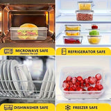 

4 Piece Food Storage Containers Set with Easy Snap Lids (4 Lids + 4 Containers) - Airtight Plastic Containers for Pantry

