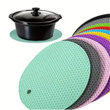 

4pcs Round Heat-Resistant Non-Slip Trivet Set, Pot Holder &amp; Cup Coaster for Kitchen Table

