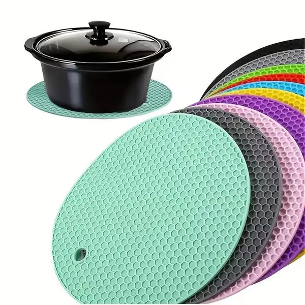 

4pcs Round Heat-Resistant Non-Slip Trivet Set, Pot Holder &amp; Cup Coaster for Kitchen Table

