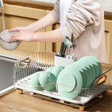 

Dish Drying Rack Dish Drainer With Removable Utensil Holder Dish Rack With Drainboard Swivel Spout For Kitchen Counter And Sink

