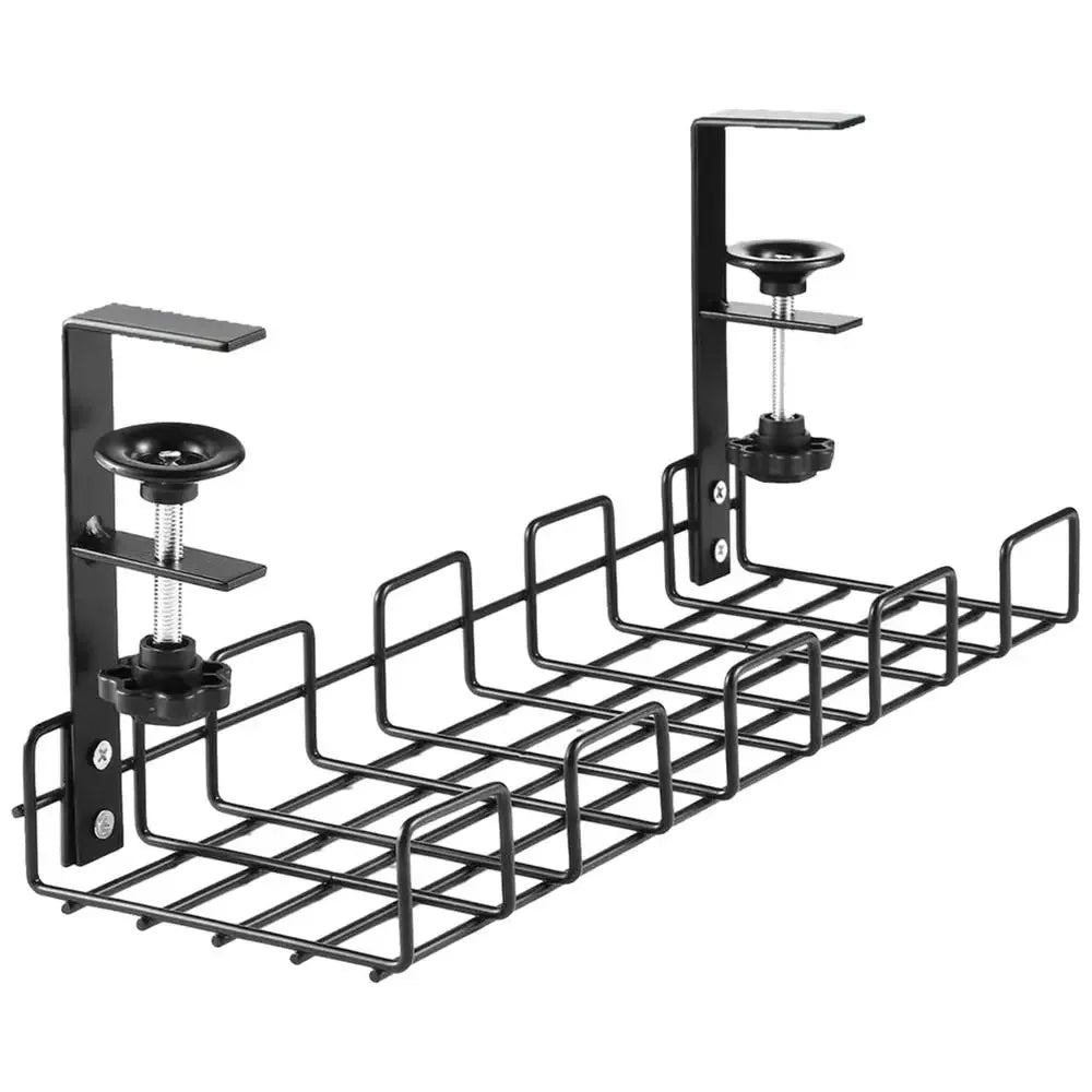 

Cable Management Box Under Desk Cable Organizer Storage Shelf Desk Wire Management Cable Tray Under Desk No Drill Metal Rack For

