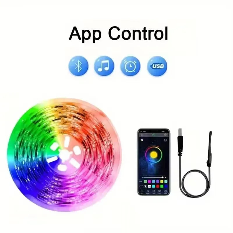 Smart LED Strip Lights 1m-40m Music Sync 5050 RGB Led Light with App and Remote Control Christmas Party Room Decoration Lighting