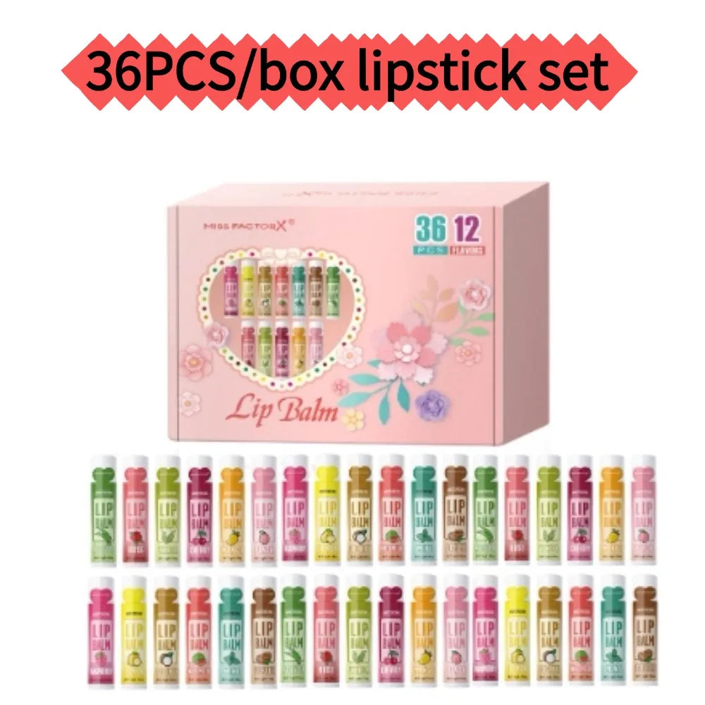 

Fruity Lip Balm Set – 24Pcs Moisturizing Lip Care Kit with Vitamin E &amp; Shea Butter, Deeply Nourishes Dry Chapped Lips

