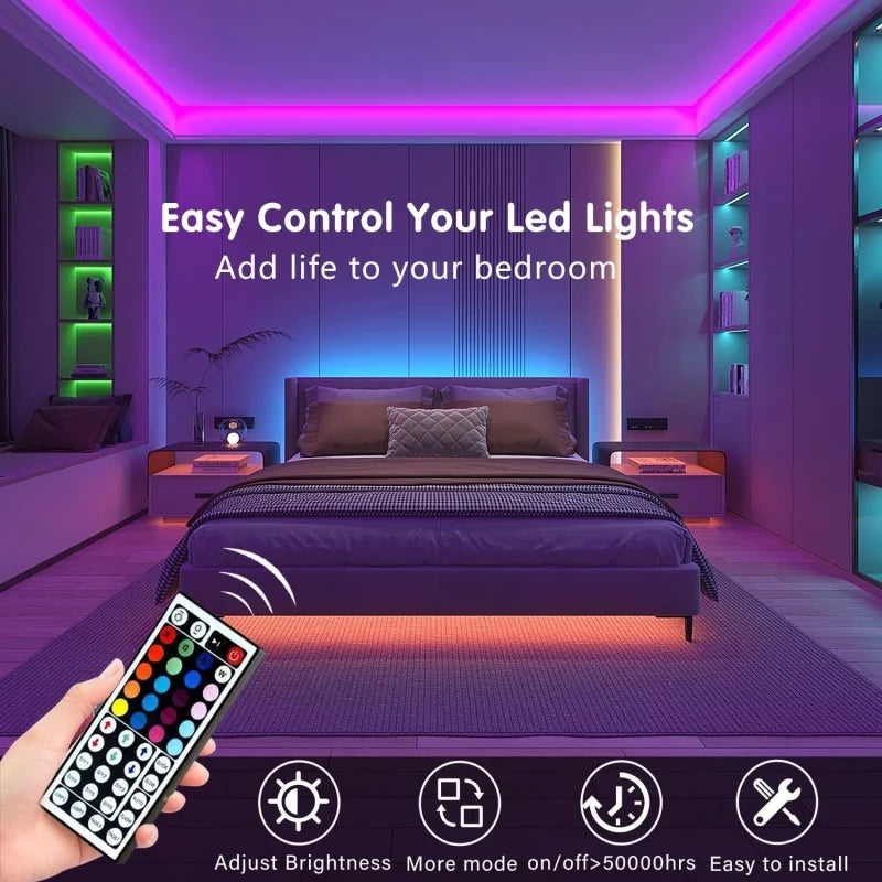 Smart LED Strip Lights 1m-40m Music Sync 5050 RGB Led Light with App and Remote Control Christmas Party Room Decoration Lighting