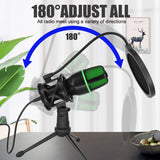 

Professional USB Condenser Microphone For PC Laptop Streaming Video Games YouTube Podcasts  Vocals


