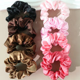 

8Pcs/set Bright Color Silk Hair Scrunchies Women Y2K Solid Color Elastic Hair Bands Ponytail Holders Hair Rope Hair Accessories

