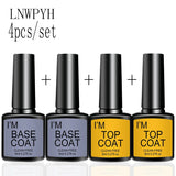 

4 Pcs/Set Top Coat And Base Coat Clear Gel Nail Polish Kit Semi Permanent Nail Art Manicure Soak Off LED UV Gel Varnishes Set

