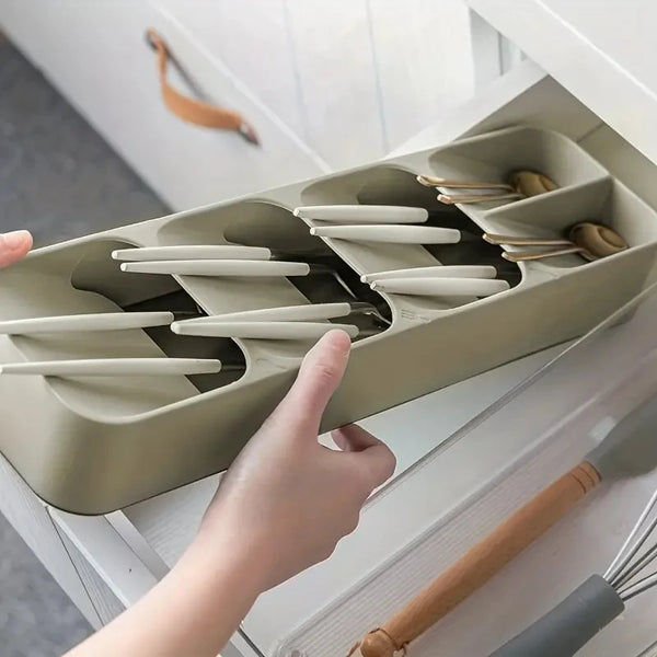 

Cutlery Organizer Knife Storage Tray Spoon Organizer Space Saving Cutlery Rack Compartment Organizer Kitchen Drawer Organizers

