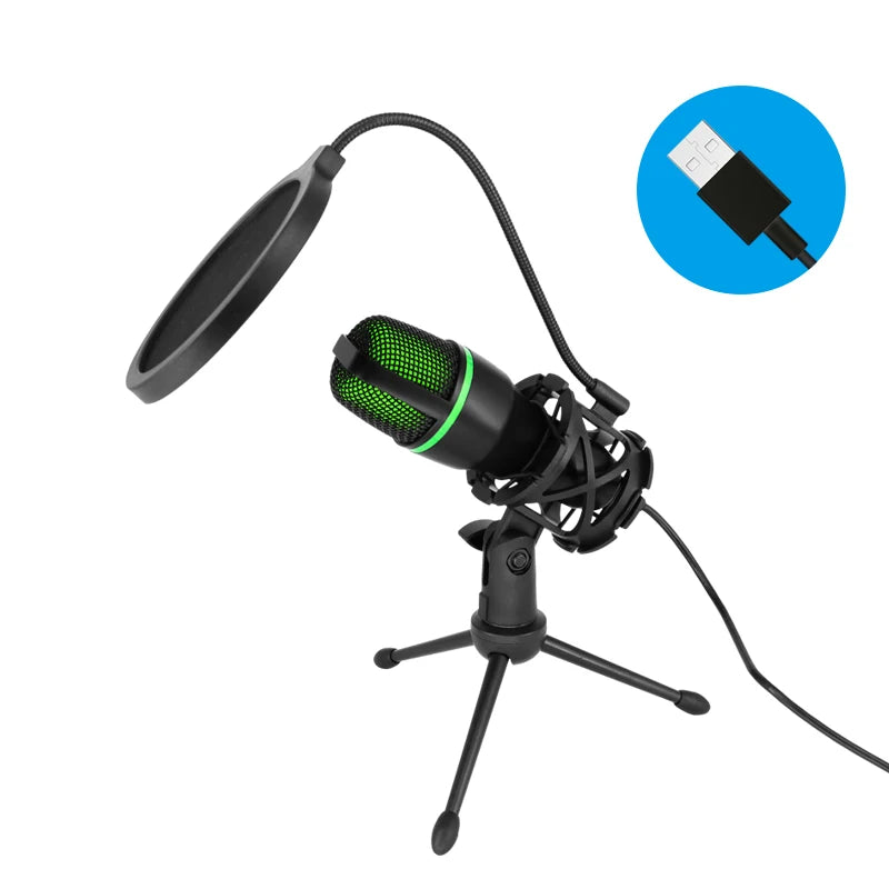 

Professional USB Condenser Microphone For PC Laptop Streaming Video Games YouTube Podcasts  Vocals

