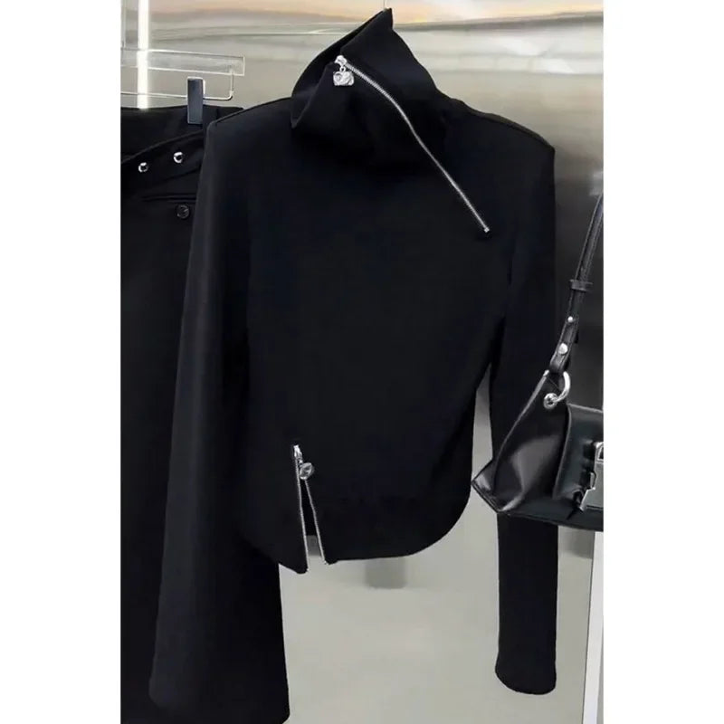 Oversized Hoodie Sudaderas Para Mujer Y2k Harajuku High Neck Zipper Sweatshirt Grunge Clothes for Women Streetwear Tops