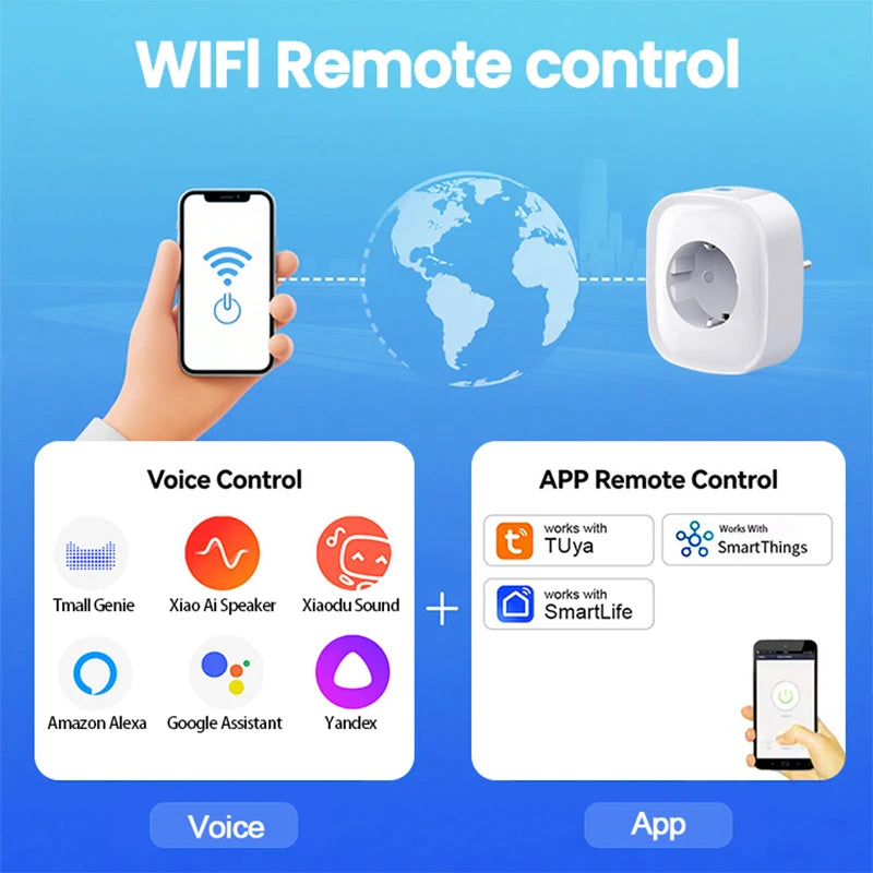 Zigbee EU Smart Plug 16A Power Monitoring Wall Socket Alexa Compatible Voice Control Electrical Socket Wall Ground Outlet
