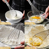 

3 Pack Stainless Steel Whisk Set 6 Wire Whisks 8/10/12 Inch Kitchen Balloon Whisks With Stainless Grip Manual Egg Beater Blender

