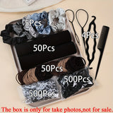 

1109pcs Women Dark Hair Accessories Set Elastic Seamless Ponytail Scrunchies Small Rubber Bands Fashion Hair Ties Headbands

