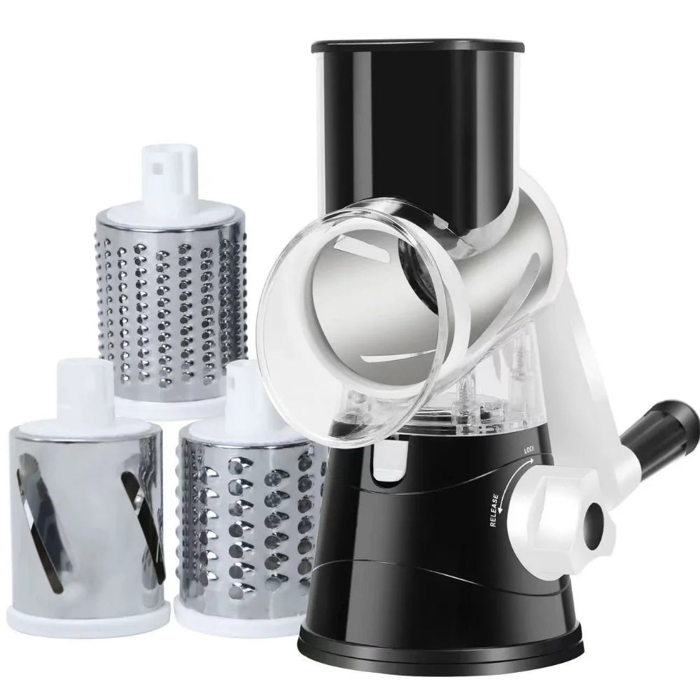 

Vegetable Cutter &amp; Slicer Manual Kitchen Cheese Chopper Machine With 3 Sharp Drums Multifunctional Garlic Potato Shredder

