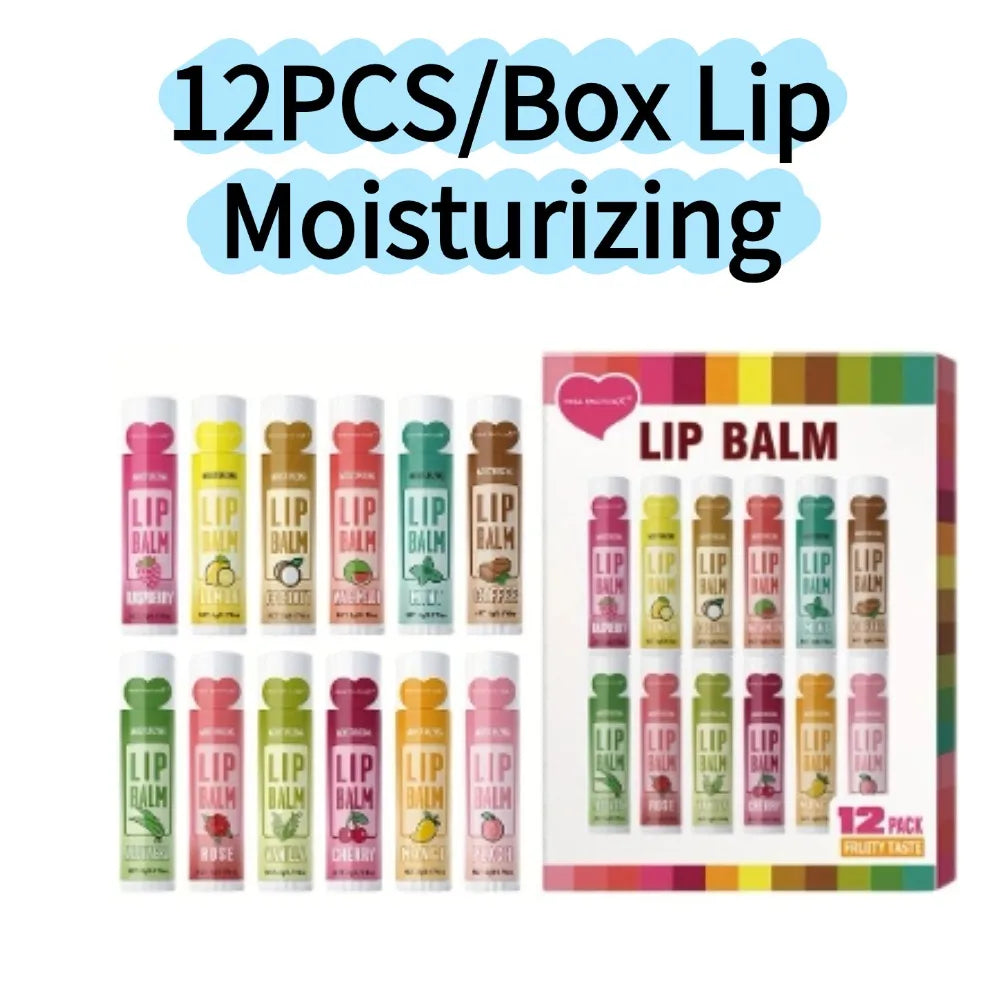 

Fruity Lip Balm Set – 24Pcs Moisturizing Lip Care Kit with Vitamin E &amp; Shea Butter, Deeply Nourishes Dry Chapped Lips

