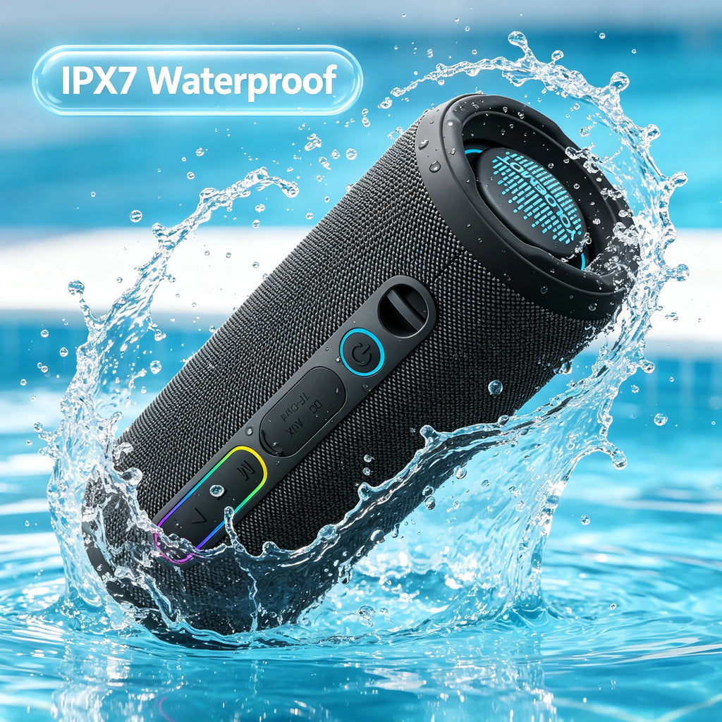Bluetooth Speaker Portable Outdoor 24W Deep Bass IPX7 Waterproof 12H Playtime TWS Multi Pair EQ Stereo Camping Travel Party
