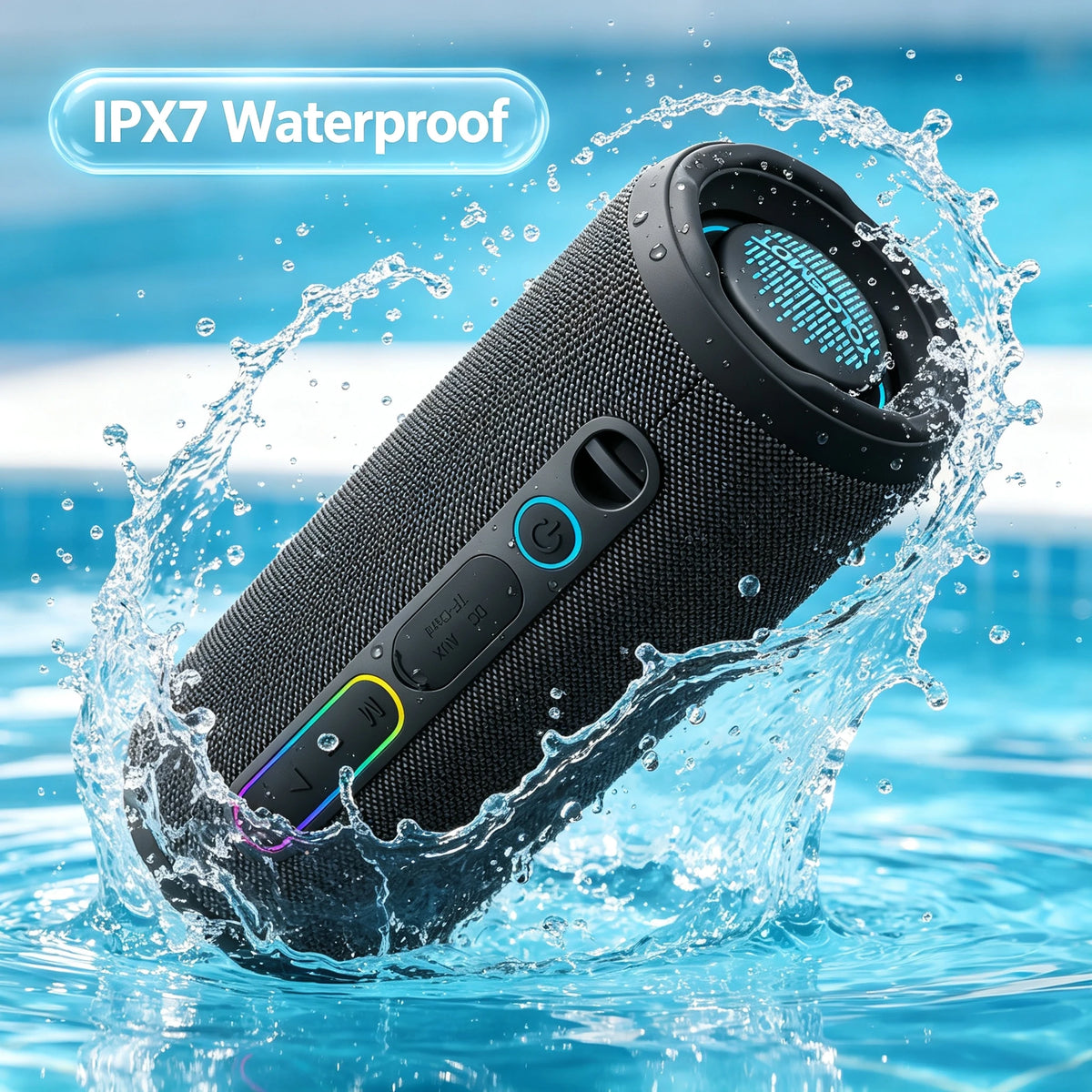 Bluetooth Speaker Portable Outdoor 24W Deep Bass IPX7 Waterproof 12H Playtime TWS Multi Pair EQ Stereo Camping Travel Party