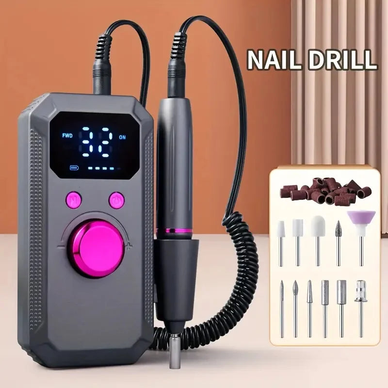 Electric Nail File Set, USB Charging Portable Nail Polisher and Foot Repair Tool, Professional Nail and Foot Shaping, Nail Drill