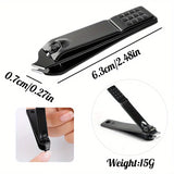 

4-piece black stainless steel nail clipper with nano glass file polishing nail file manicure tool set

