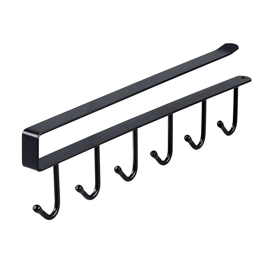 Kitchen Under Cabinet Hanging Hook Organizer Rack, No‑Drill Utensil Holder, Cabinet Shelf Hook for Mugs, Towels, Cooking Tools,