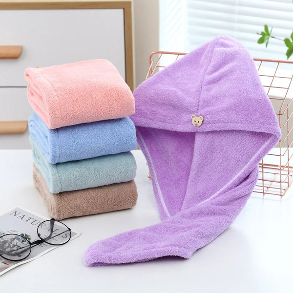 

Women Long Hair Quick-Dry Hair Towel Soft Microfiber Towels Shower Cap Towel Bath Hats for Women Dry Hair Cap Lady Turban Head

