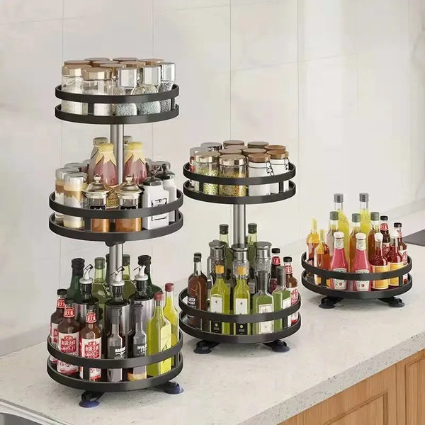 

Kitchen Rotation Spice Rack Organizer Jar Cans for Kitchen Accessories Non-Skid Storage Tray for Seasonings And Spices

