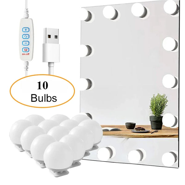 

LED Detachable Bulbs Professional Makeup Mirror Lamp USB Power Cosmetic Mirror Light Hollywood Dressing Table Vanity Lights

