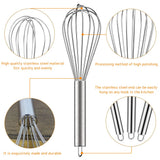 

3 Pack Stainless Steel Whisk Set 6 Wire Whisks 8/10/12 Inch Kitchen Balloon Whisks With Stainless Grip Manual Egg Beater Blender

