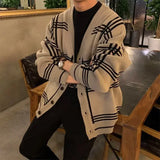 

Men's Clothing Cardigan Jacket V Neck Coat Knit Sweater Male Plaid Elegant Casual Long Sleeve 100% Korean 2025 Autumn Classic A


