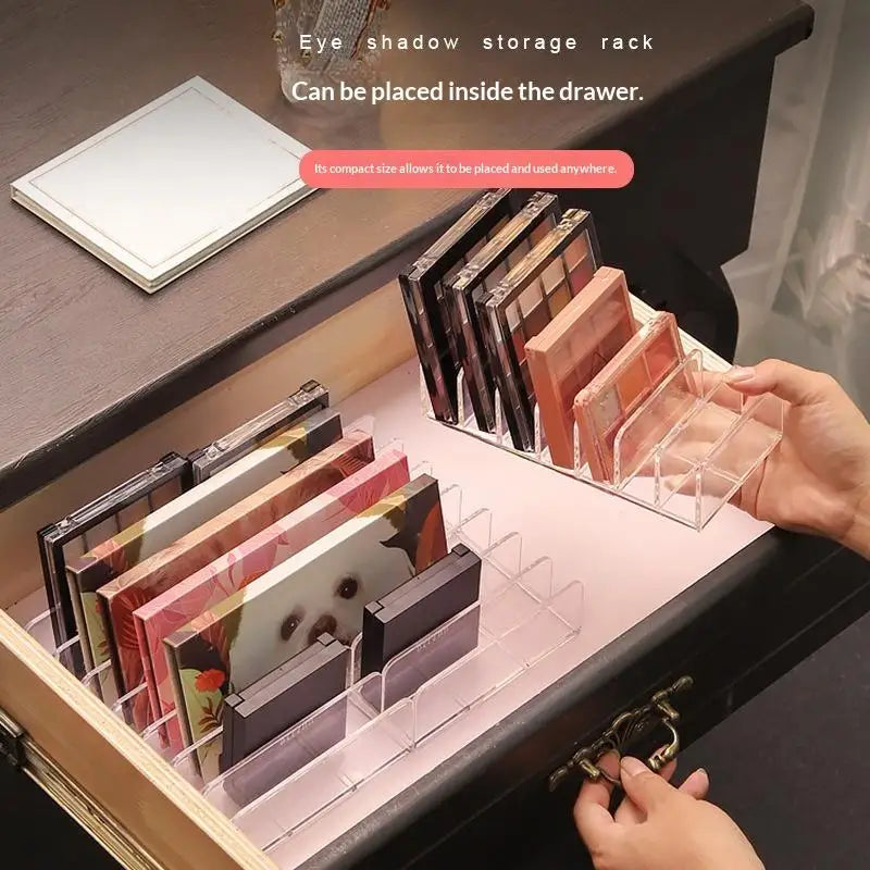 7-Compartment Makeup Organizer Desktop Eye Shadow Palette Display Box Makeup Blush Cosmetics Shelf Make Up Tools Storage Holder