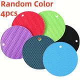 

4pcs Round Heat-Resistant Non-Slip Trivet Set, Pot Holder &amp; Cup Coaster for Kitchen Table

