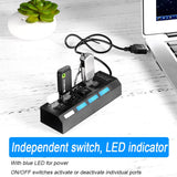 

High Speed 4/7 Ports USB HUB 2.0 Adapter Expander Multi USB Splitter Multiple Extender with LED Lamp Switch for PC Laptop

