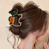 

4Pcs Elegant Large Hair Claw Clips for Women Chic Wavy Design with Color Accents Non-Slip Shark Clips Head Hair Accessories

