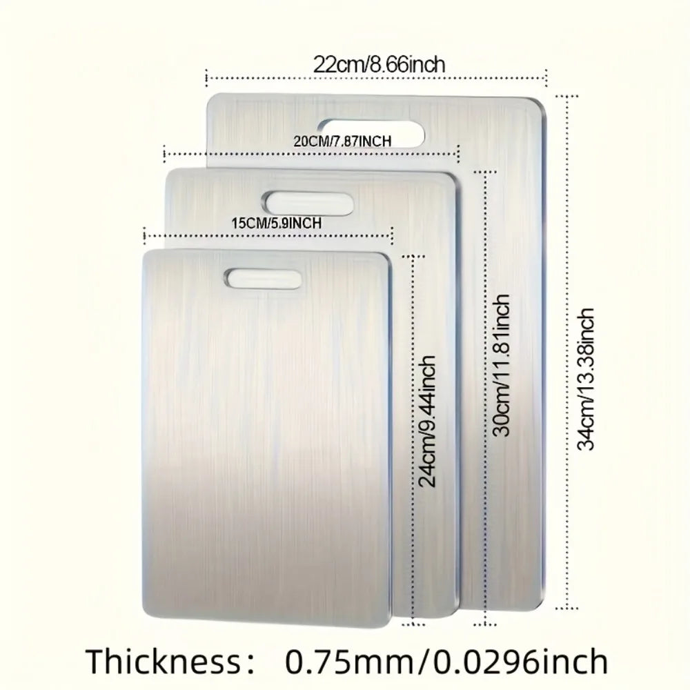 

3 Pcs Premium Stainless Steel Cutting Board Set Durable Easy Clean Rustproof BPA Free Food Safe Kitchen Prep Chopping Board

