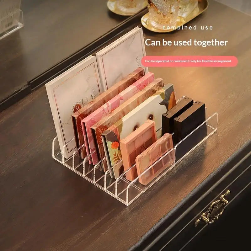 7-Compartment Makeup Organizer Desktop Eye Shadow Palette Display Box Makeup Blush Cosmetics Shelf Make Up Tools Storage Holder