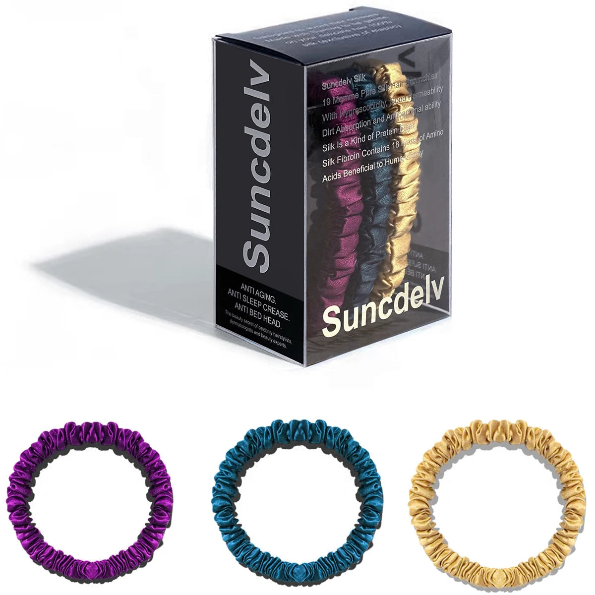 

3PCS/Set 100% Pure Mulberry Silk Hair Scrunchies Silk Hair Ties Hairbands Skinny Ponytail Holders Hair Care Accessories

