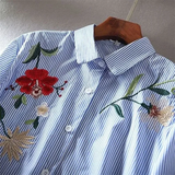 

Embroidered Shirt For Women Blouse Artistic Blous Retro Woman Blouse Loose Top Lapel Cardigan Summer Leisure Woman Clothes Shirt

