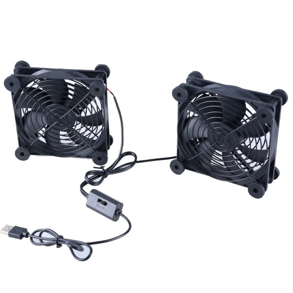 

USB Computer Fans Double 120mm 5V USB Fans 2000rpm 3 Adjustable Speed Fan Cooling Fan for Router Modem Receiver

