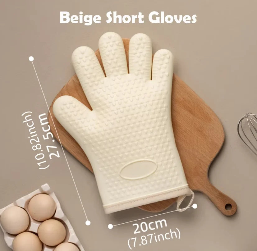 

Premium Silicone Oven Mitts: Heat Resistant, Anti-Slip Dots, Hangable &amp; Easy Clean for Cooking, Baking

