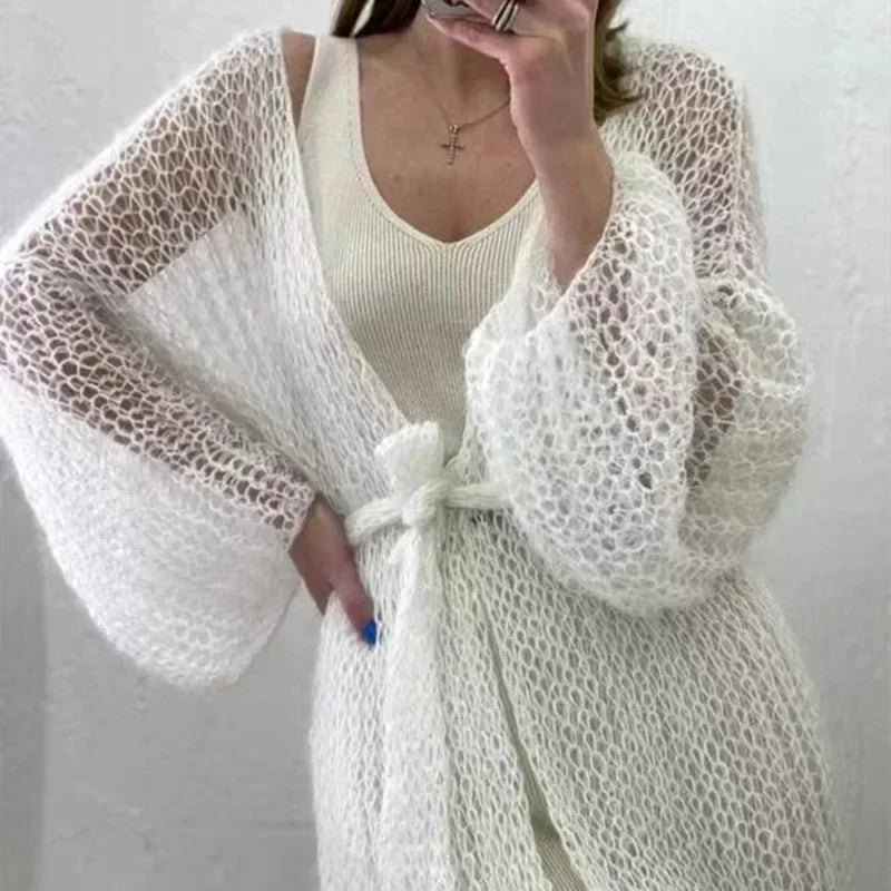 

Cardigan Women Knitted Open Stitch Cardigan Sweater for Women Autumn Winter Solid Fashion Front Pocket Long Sweater Coat Loose

