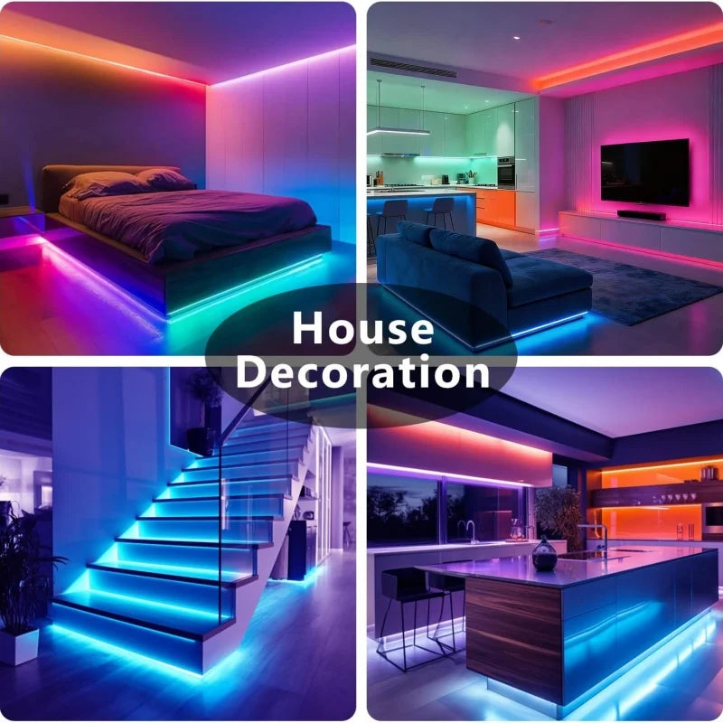 Smart LED Strip Lights 1m-40m Music Sync 5050 RGB Led Light with App and Remote Control Christmas Party Room Decoration Lighting